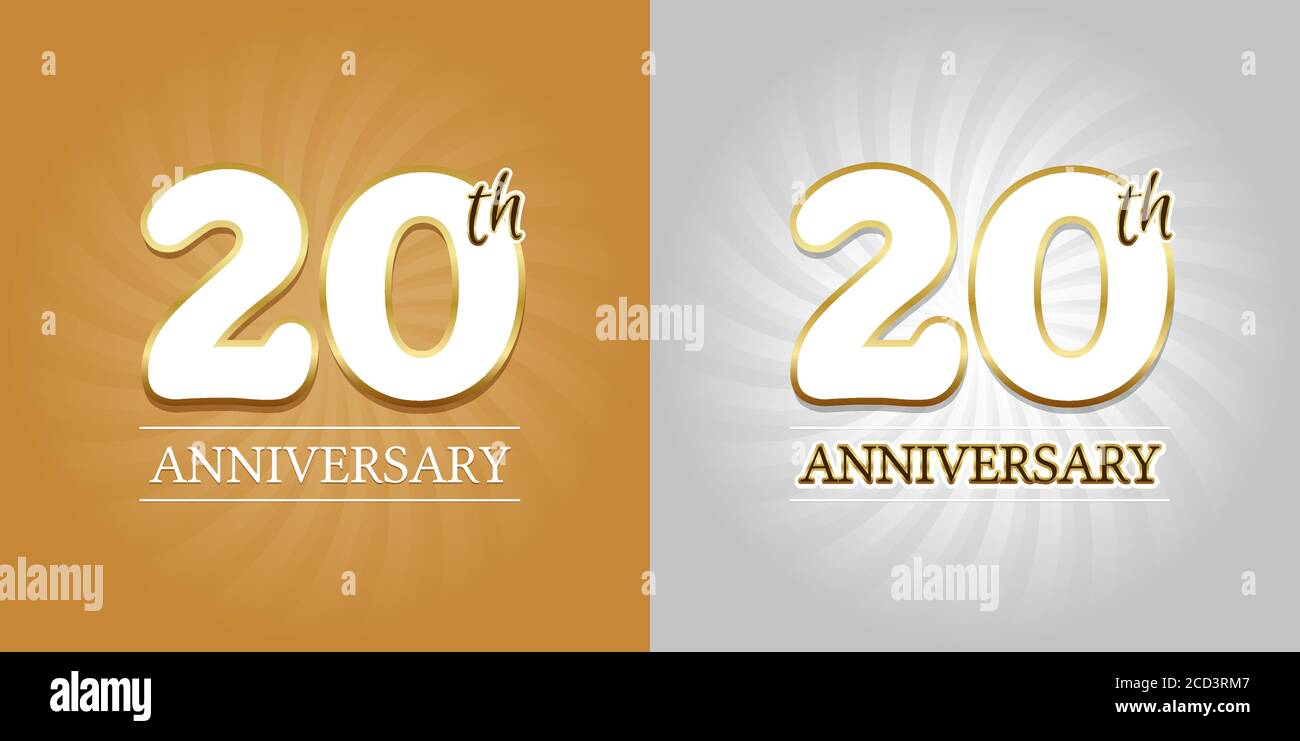 20th Anniversary Background - 20 years Celebration gold and Silver. Eps10 Vector. Stock Vector