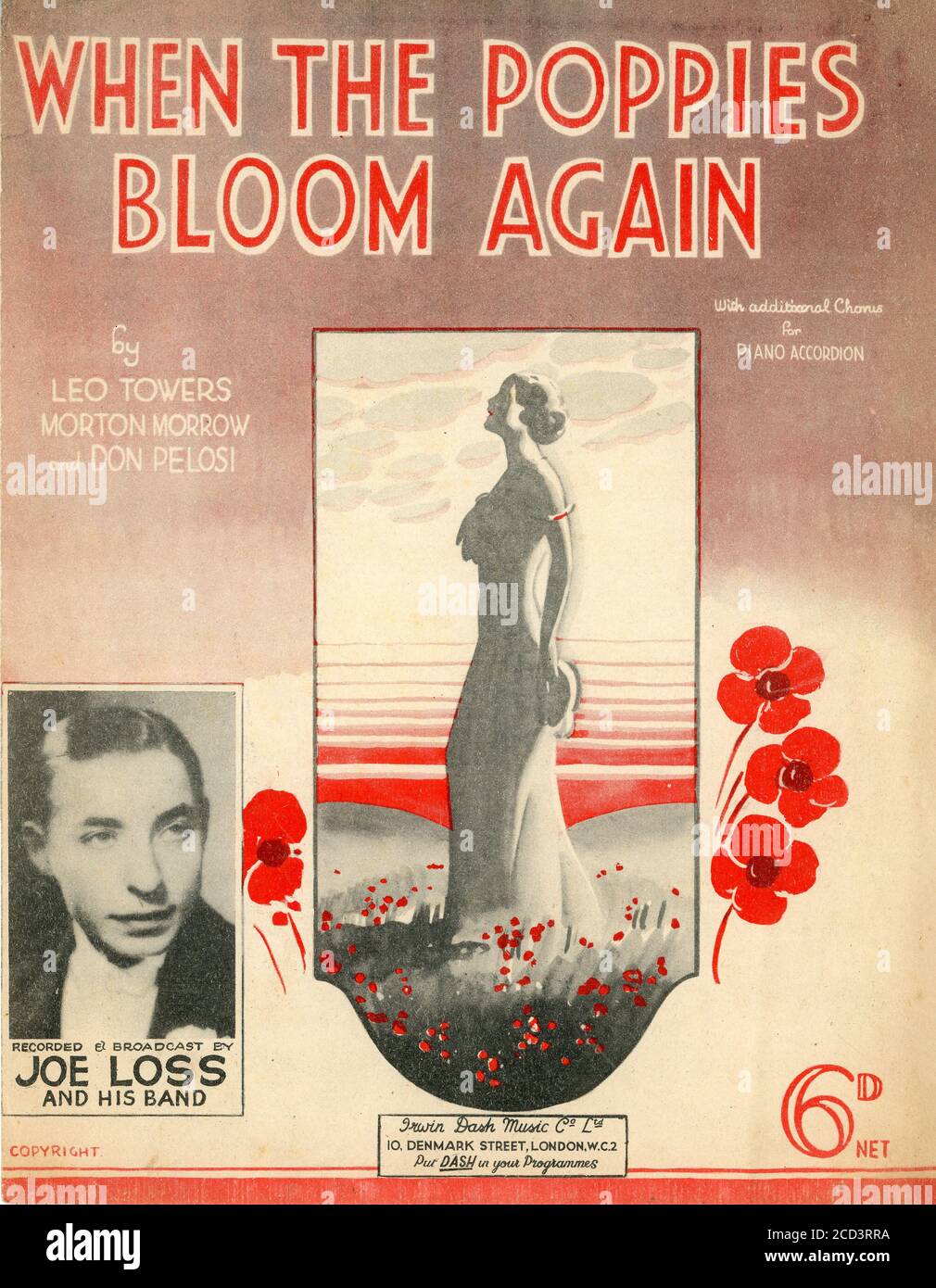 Sheet Music - When the Poppies Bloom Again - Joe Loss and his band - 1936 Stock Photo