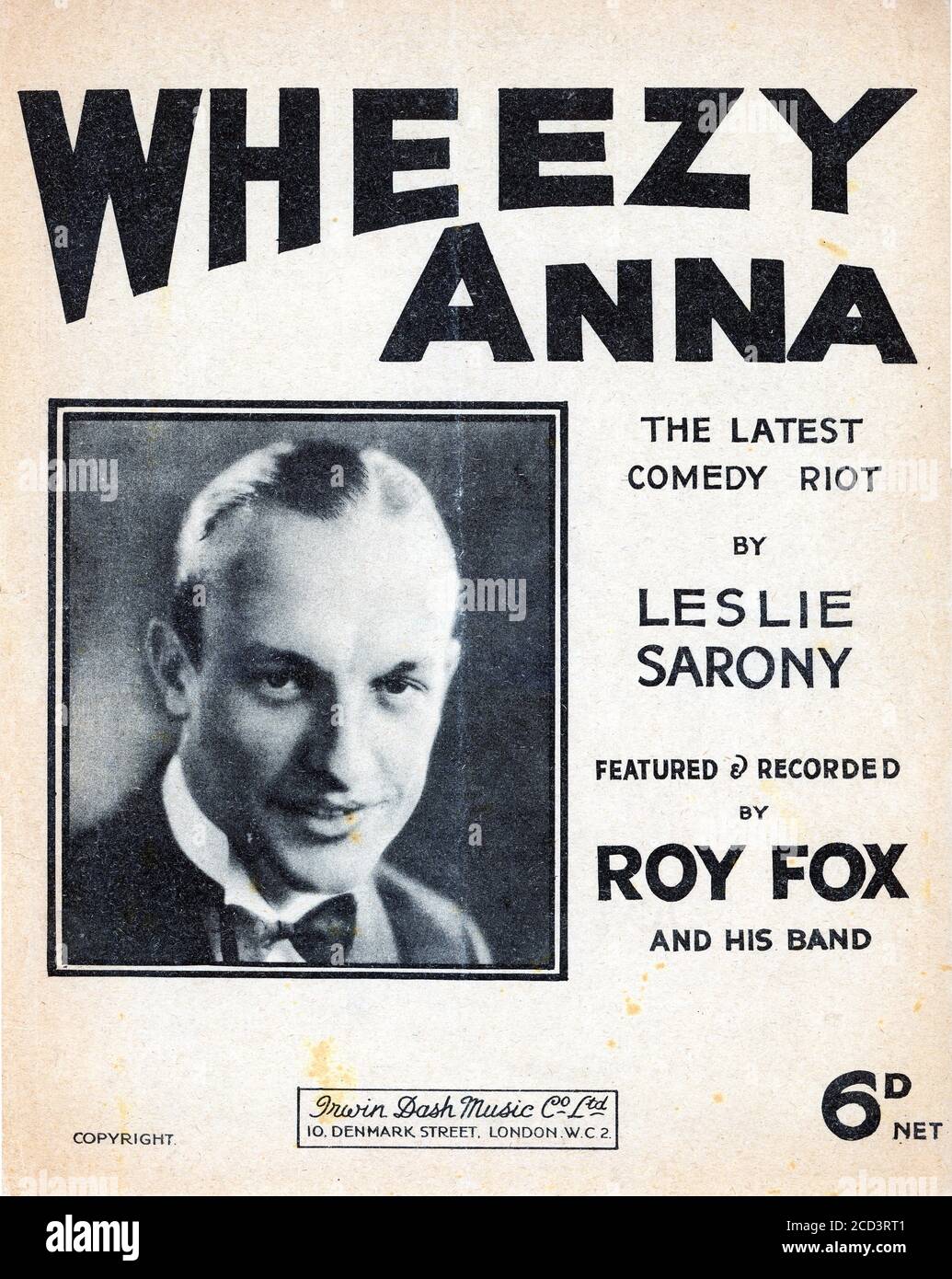 Sheet Music - Wheezy Anna - Roy Fox and his band - 1933 Stock Photo