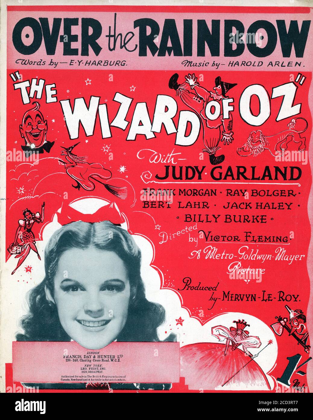Sheet Music - Over the Rainbow - Judy Garland - 1939 Stock Photo