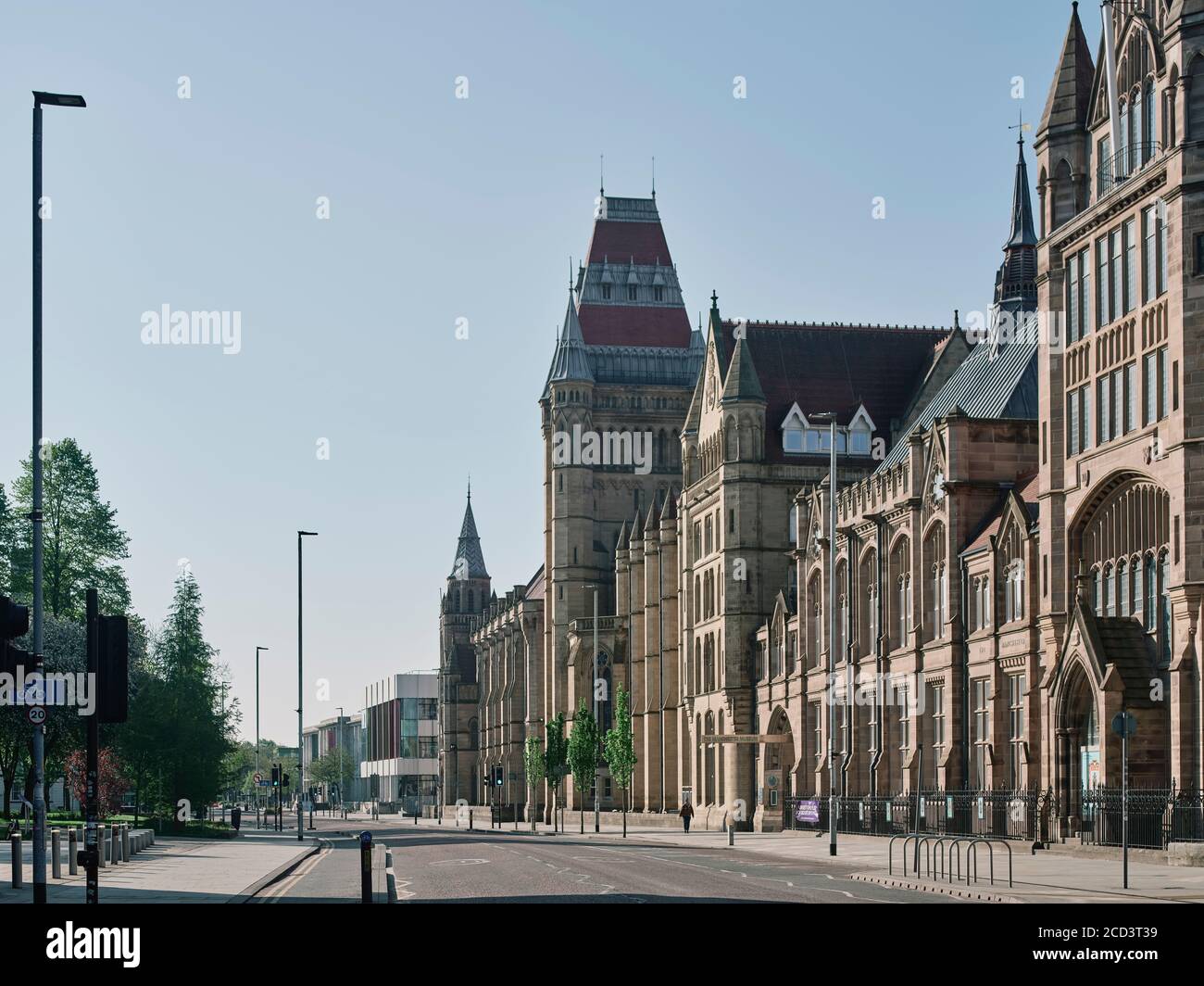 Deserted city centre streets in Manchester during lockdown period in the Coronavirus pandemic. Stock Photo