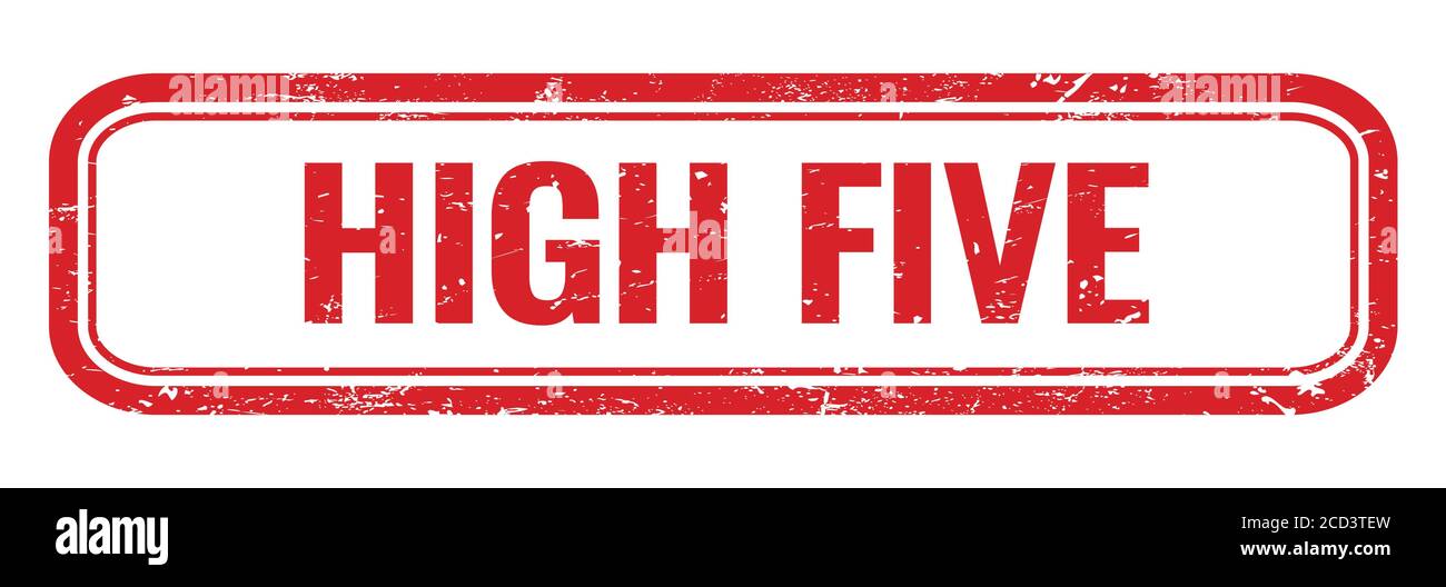HIGH FIVE red grungy rectangle stamp sign Stock Photo - Alamy