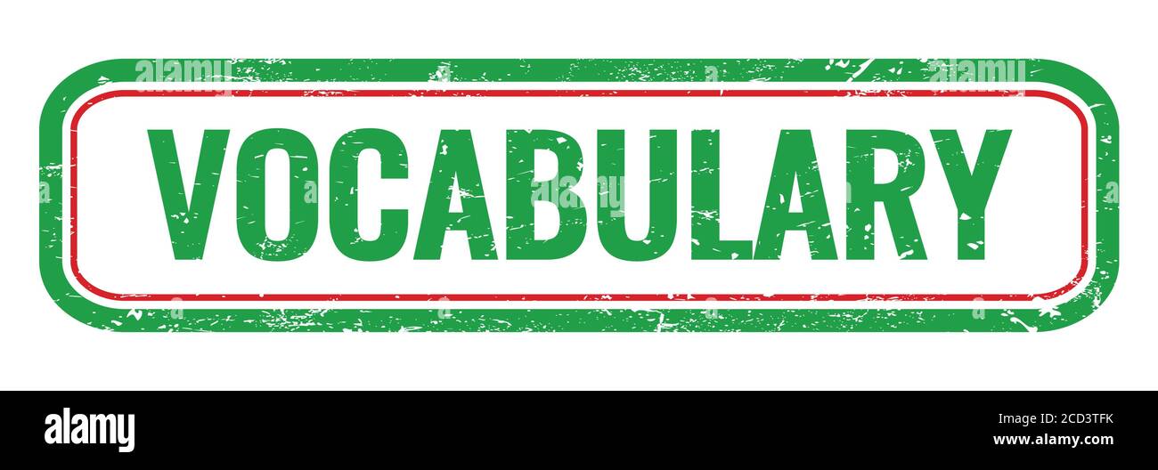 VOCABULARY green grungy rectangle stamp sign Stock Photo - Alamy
