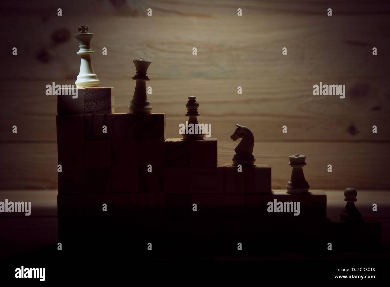 Business hierarchy. Strategy concept with chess pieces. Chess standing ...