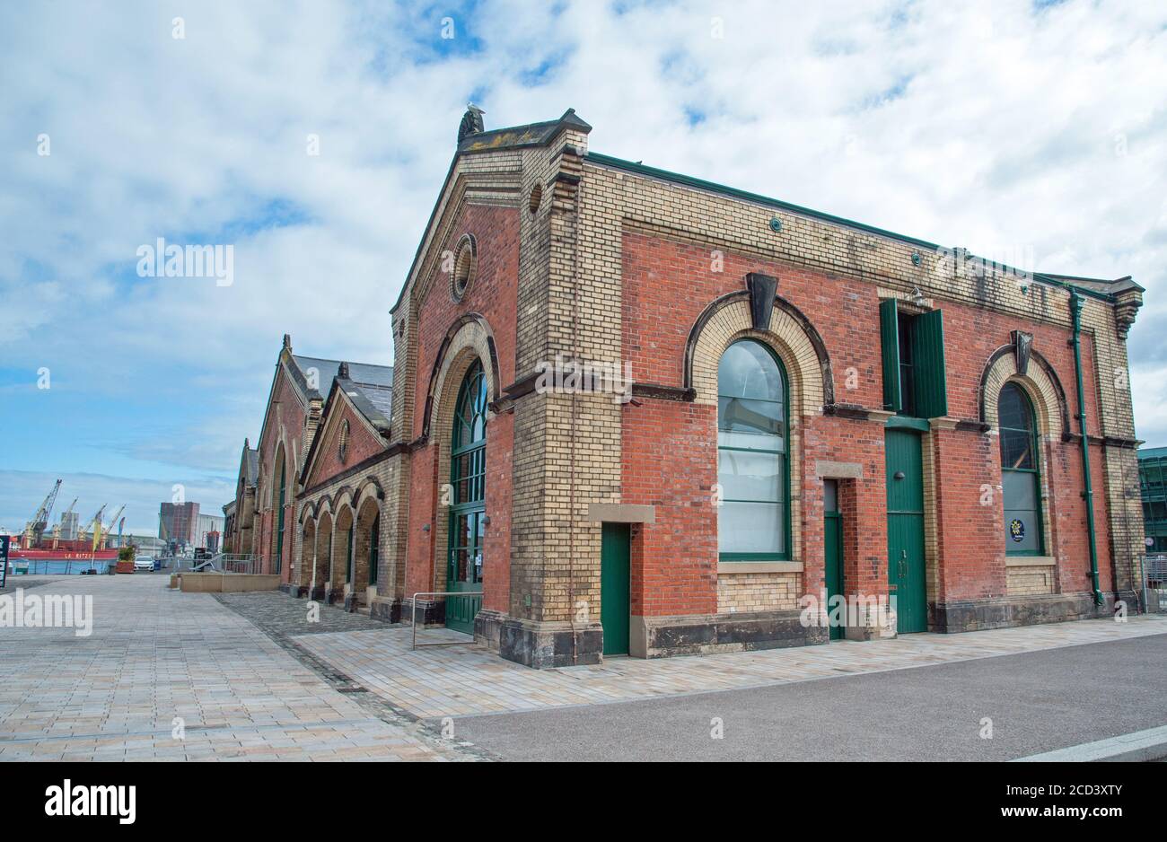 Belfast, Northern Ireland, UK - 03 August, 2020. Pump house building , Titanic Quarter Stock Photo