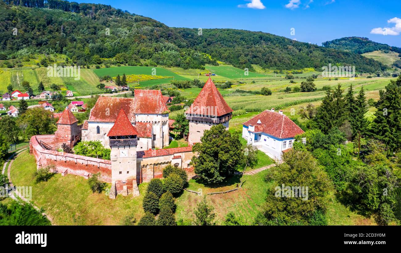 Alma Vii, Transylvania in Romania. Village and fortified church saxon landmark in Eastern Europe