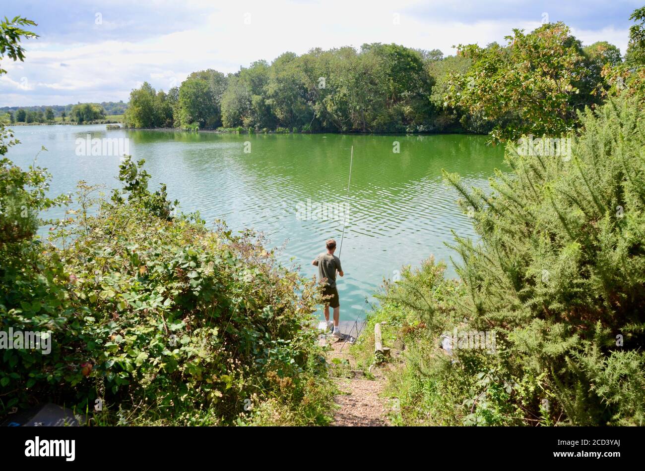 Fisherman Fishing At Walthamstow Wetlands Reservoirs N17 Ferry Lane fisherman-fishing-at-walthamstow-wetlands-reservoirs-n17-ferry-lane