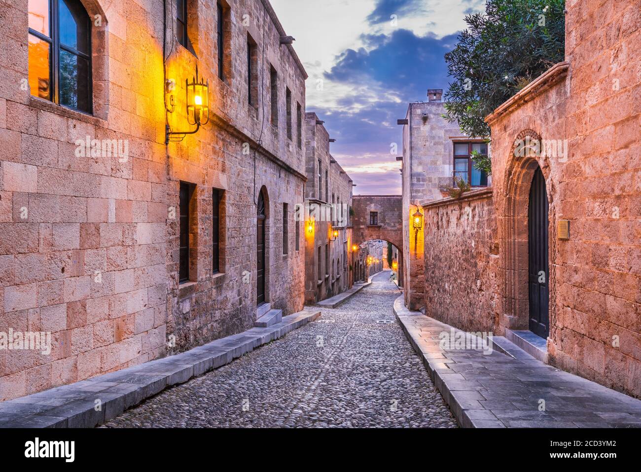 Rhodes, Greece. Avenue of the Knights (Ippoton), medieval place to the Knights Hospitaller who ruled #Rhodes Stock Photo