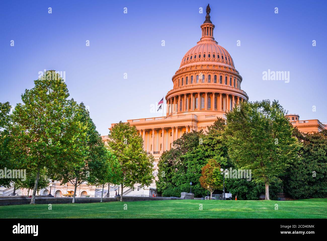 US Capitol in Washington DC during evening, United States of America. Stock Photo