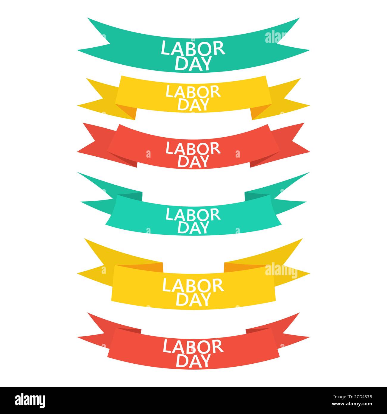 Happy Labor Day round banner with ribbon. Sticker illustration vector Stock Vector