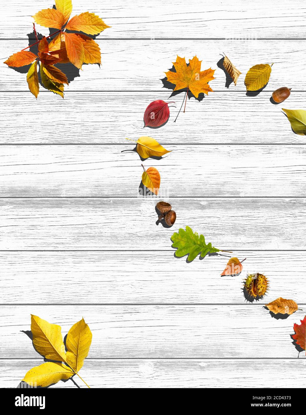 Autumn leaves over wooden background with copy space Stock Photo - Alamy