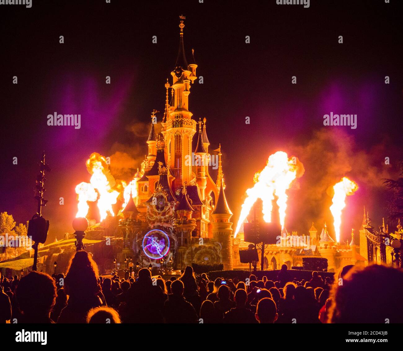Disneyland Paris, castle with fireworks Stock Photo Alamy