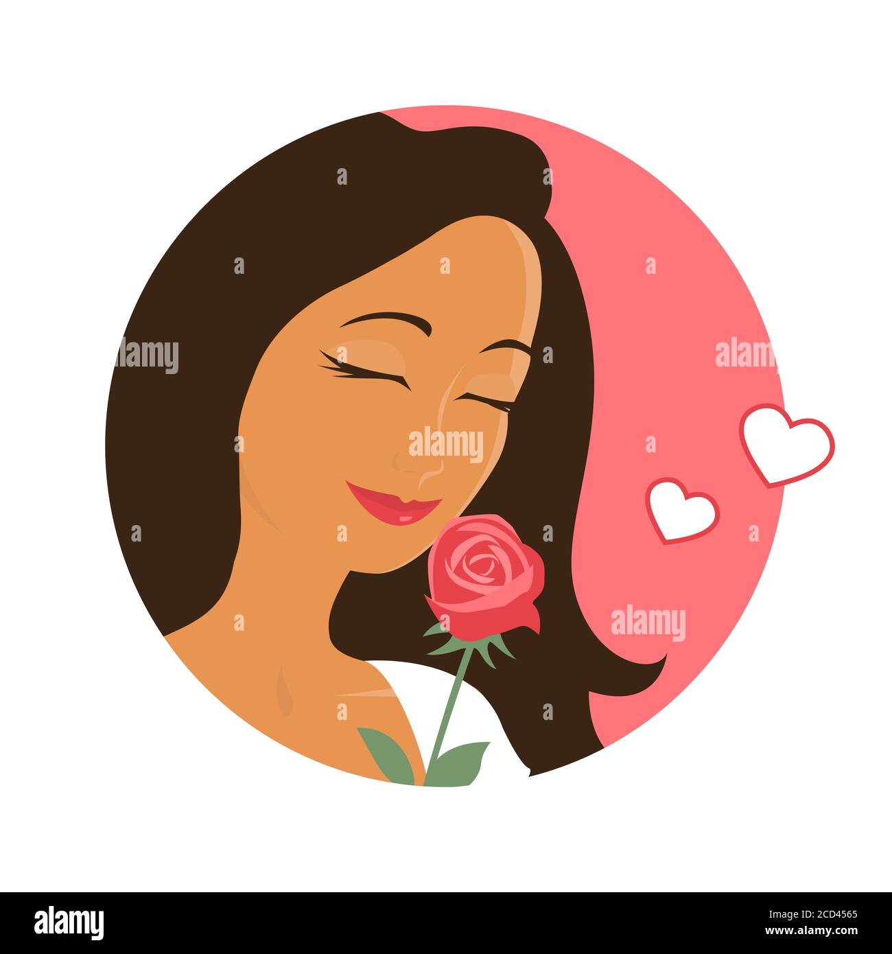 Beautiful Girl In Love With A Rose Stock Vector Image Art Alamy