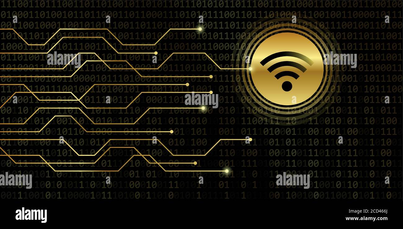 wifi digital banner with binary code background vector illustration ...