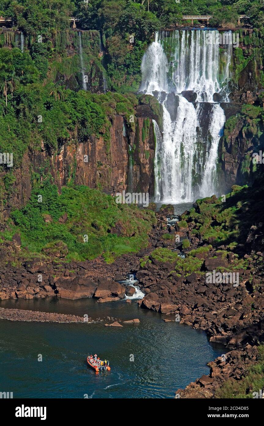 Iguazu Falls between Brazil, Argentina and Paraguay Stock Photo