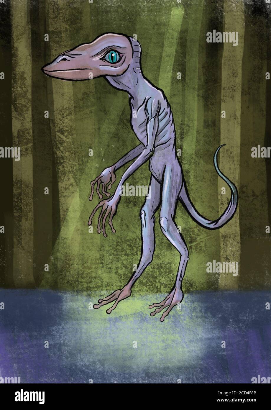Illustration of a reptilian alien Stock Photo