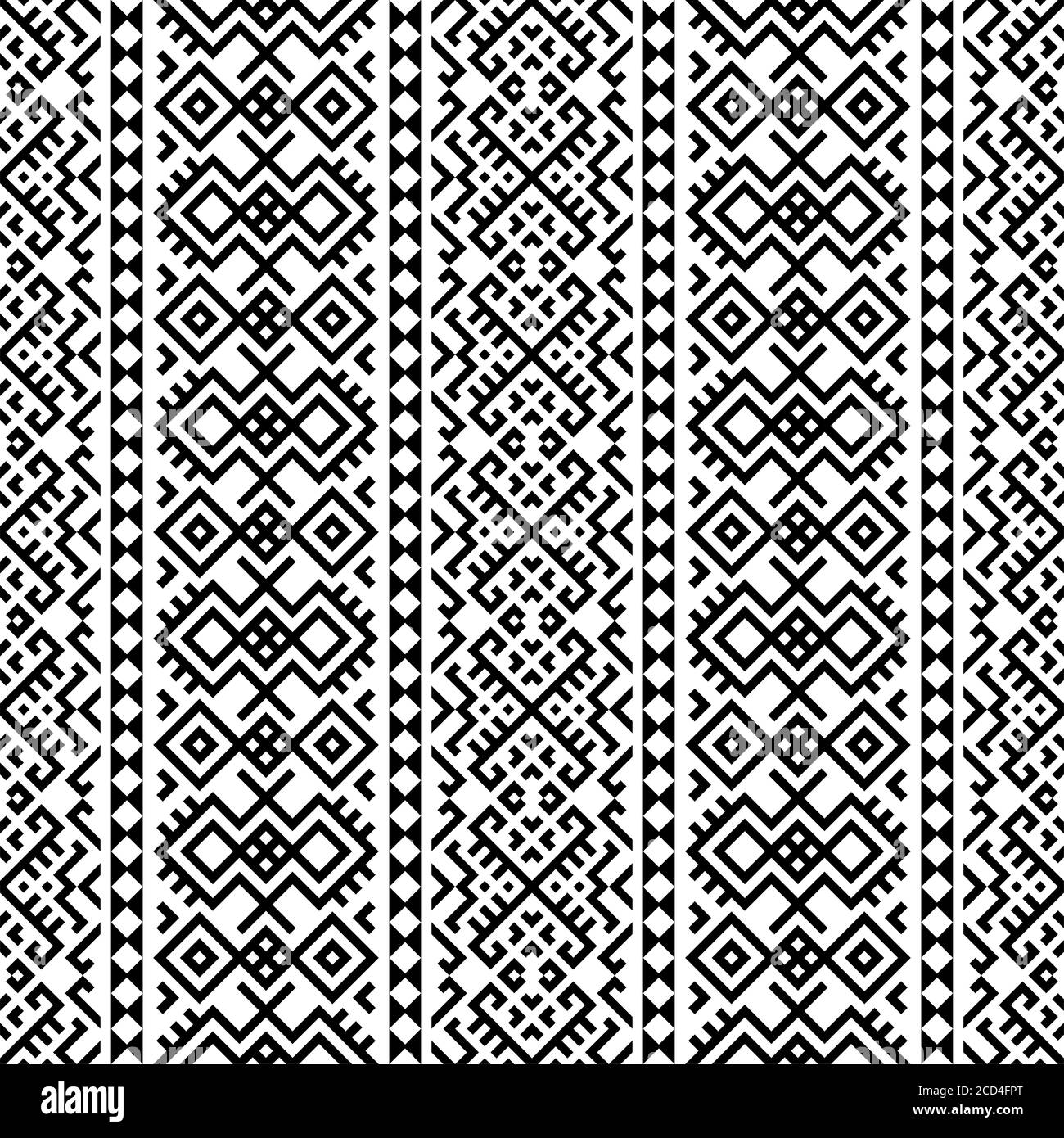 Monochrome ethnic motif pattern texture background design vector Stock Photo