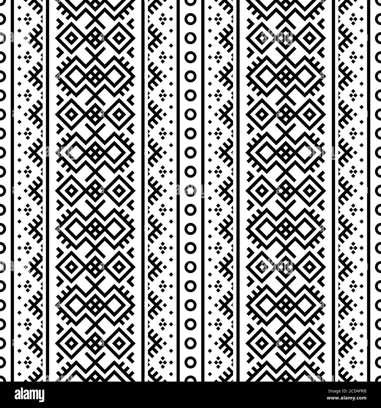 Monochrome ethnic motif pattern texture background design vector Stock Photo