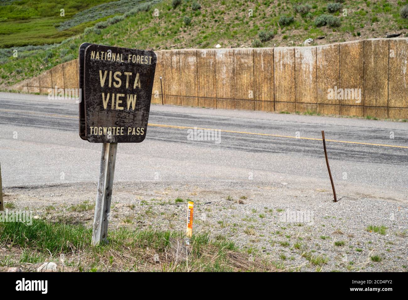 Sign for National Forest Vista View - Togwotee Pass Stock Photo