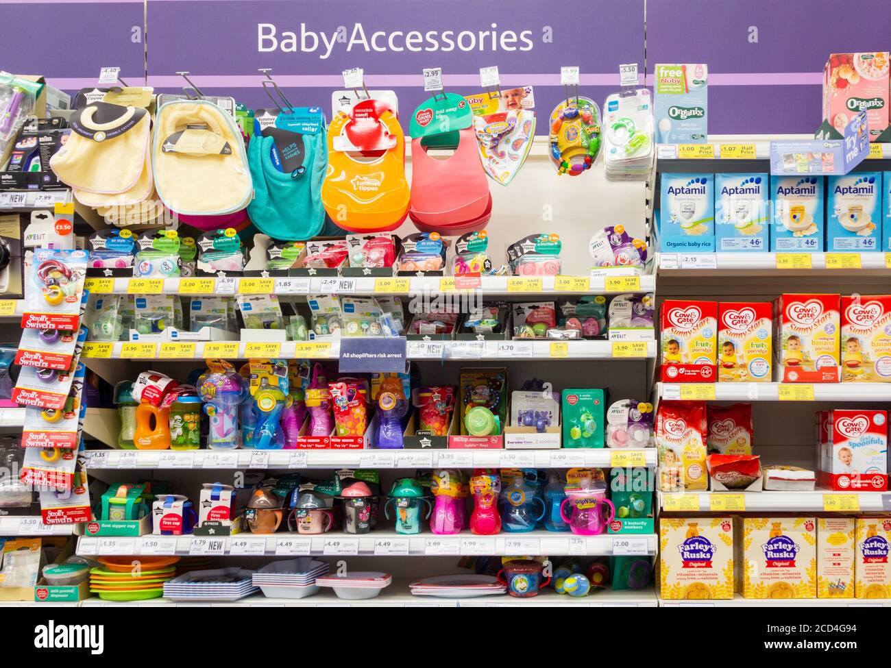 Baby Accessories in Tesco supermarket. UK Stock Photo