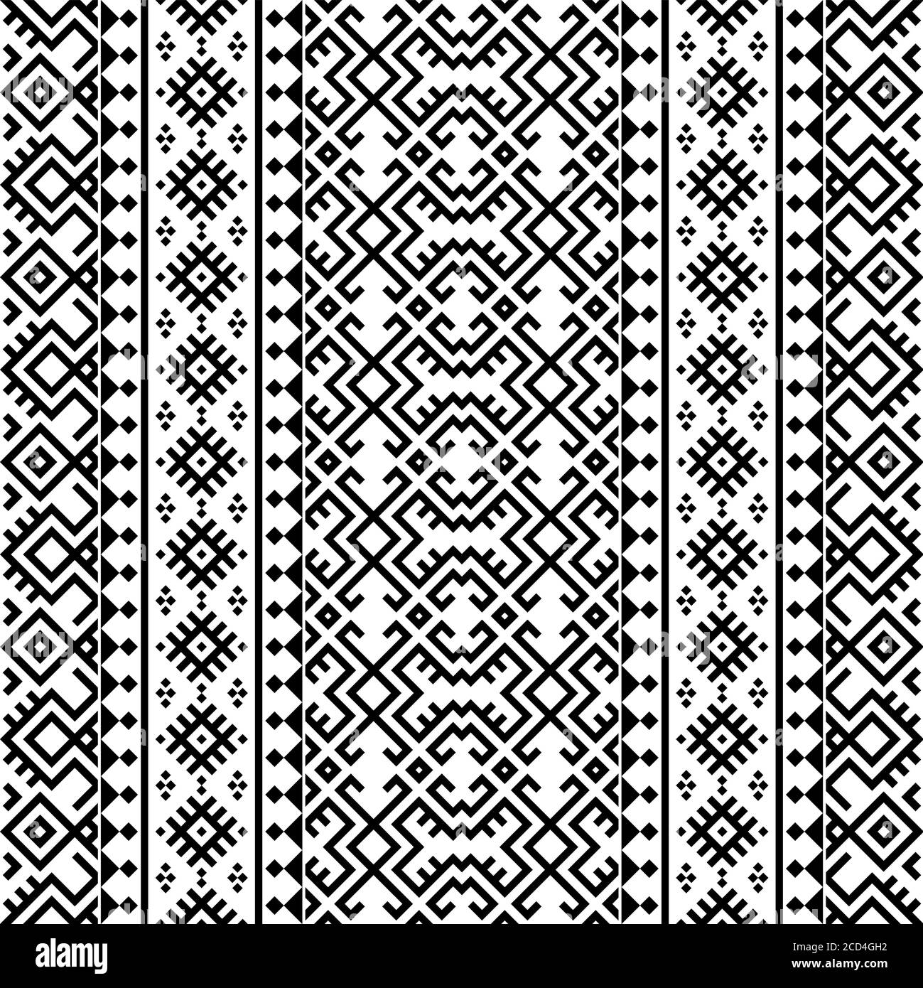 Seamless Etnic Pattern in black and white color. BW Tribal Aztec