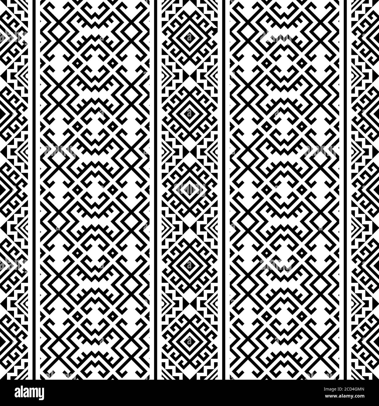 Seamless Etnic Pattern in black and white color. BW Tribal Aztec ...