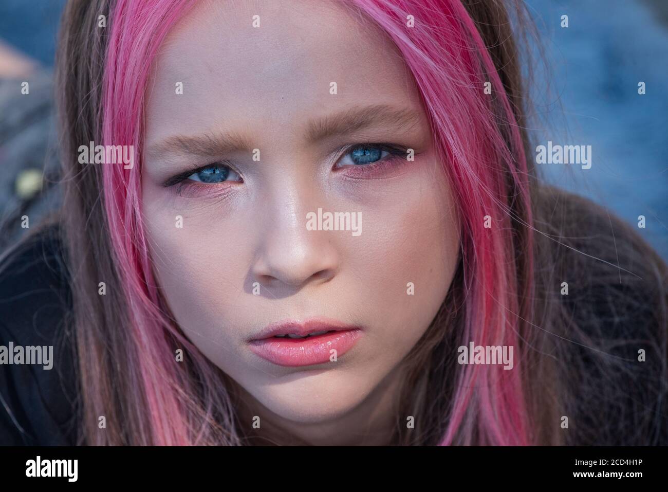 cute child girl portrait . Outdoor portrait of cute little girl in