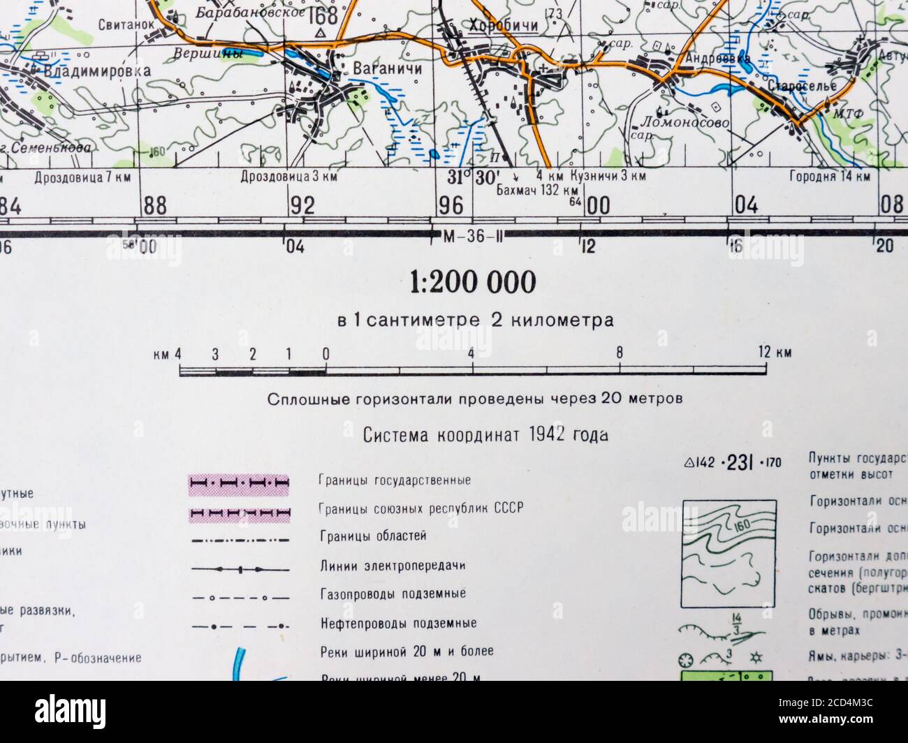 Topographic map of the city of Novozybkov and its environs Stock Photo