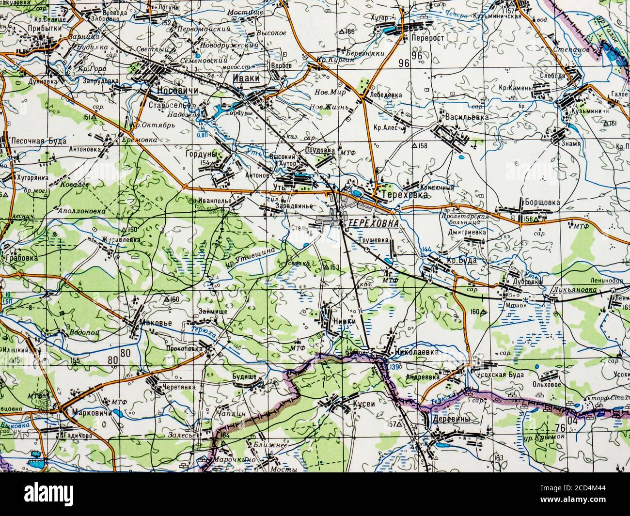 Topographic map of the city of Novozybkov and its environs. Stock Photo
