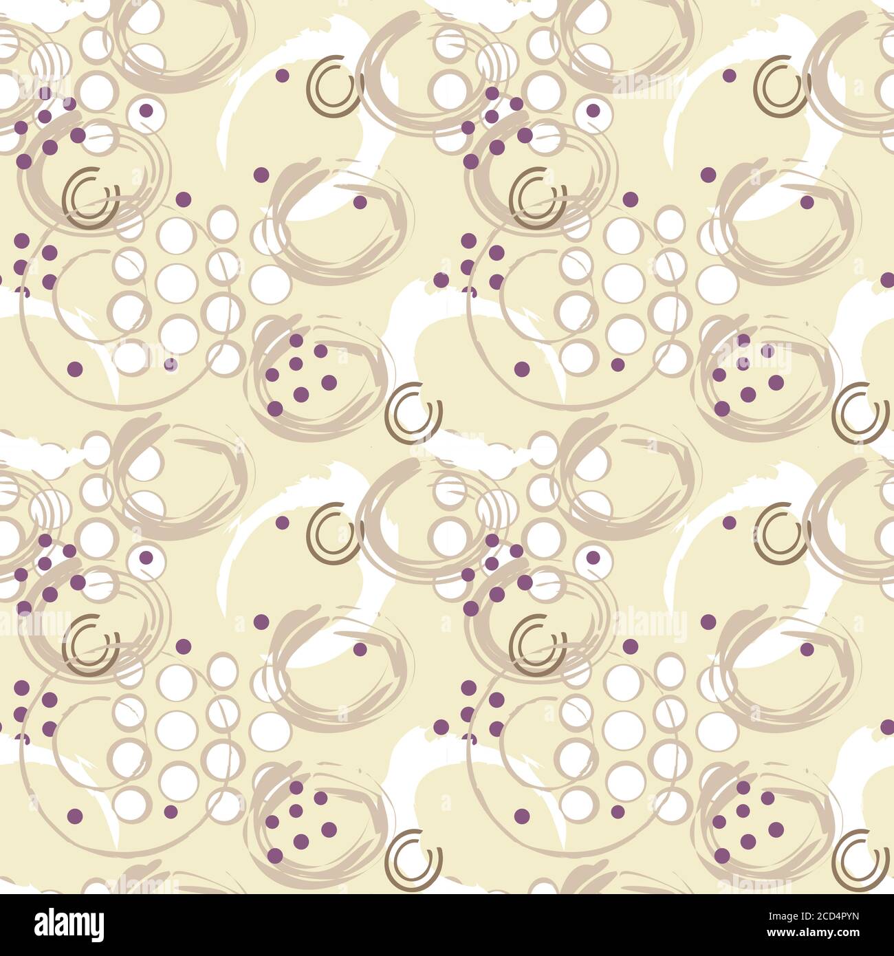 Abstract grunge style circles seamless pattern, vector background surface design Stock Vector