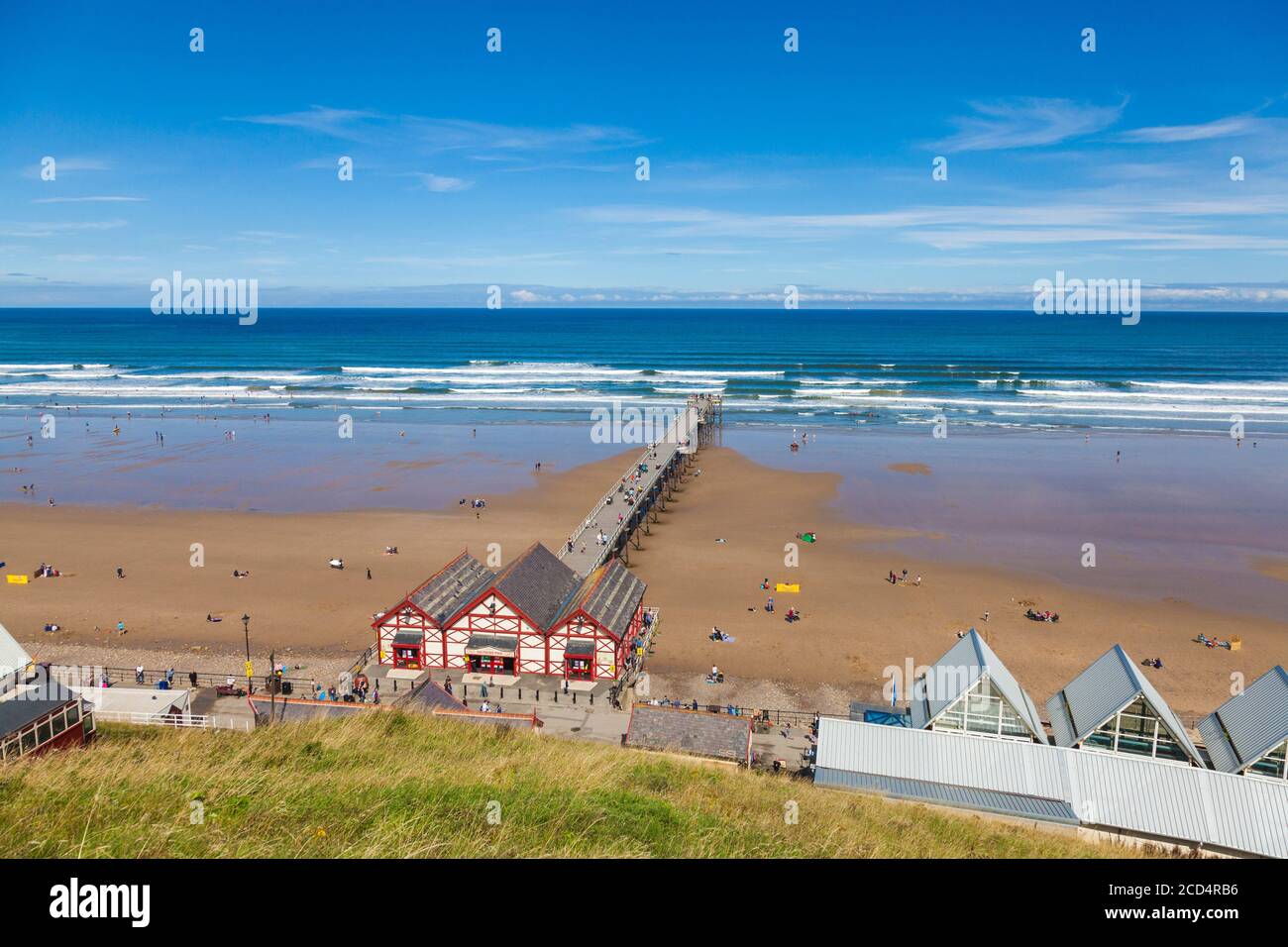 Amusement arcade and pier at Saltburn by the Sea,England,UK Stock Photo