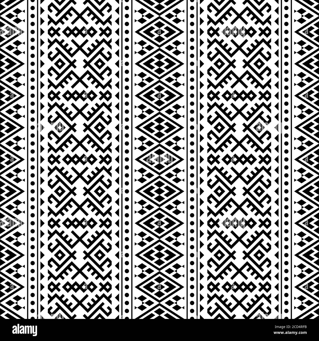 seamless ethnic pattern texture design in black white color Stock Photo ...