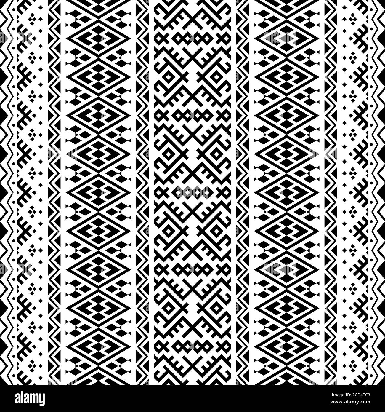 seamless ethnic pattern texture design in black white color Stock Photo ...