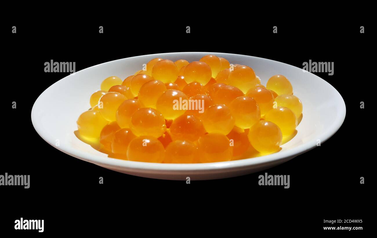 giant sea catfish roe, arius thalassinus, fish eggs on plate with path