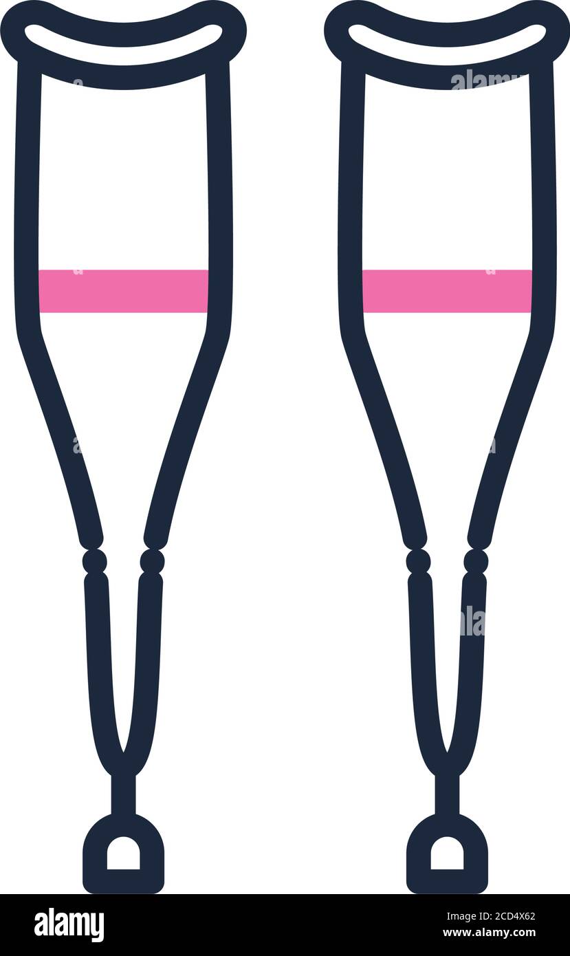 crutches line and fill style icon of Handicapped disability and medical ...