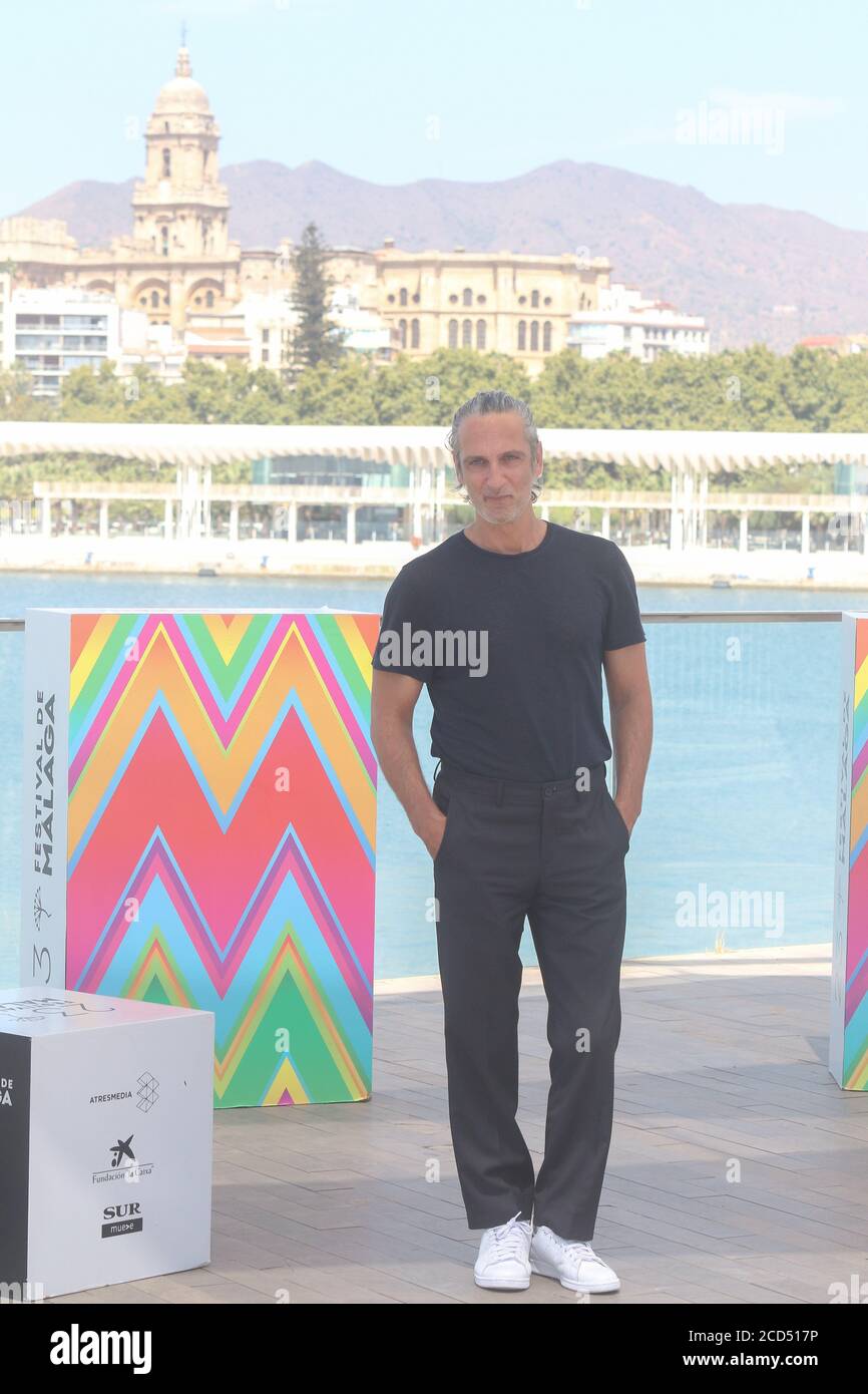 August 26, 2020: 26 August 2020 (Malaga ) photocall with the film team. from the official section film 'Chronicle of a Storm' by Mariana Barassi at Pier 1 with actors Ernesto Alterio and Clara Lago (Credit Image: © Lorenzo Carnero/ZUMA Wire) Stock Photo