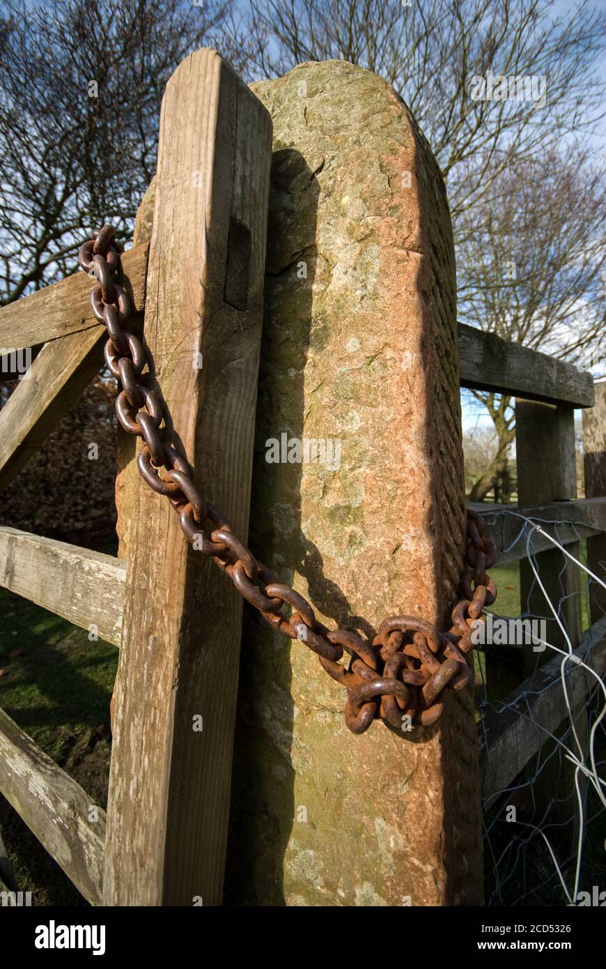 Chained Farm Gate Stock Photo