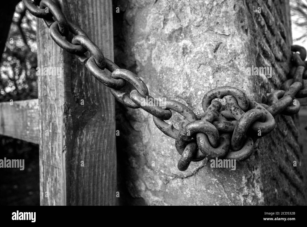 Chained Farm Gate Stock Photo