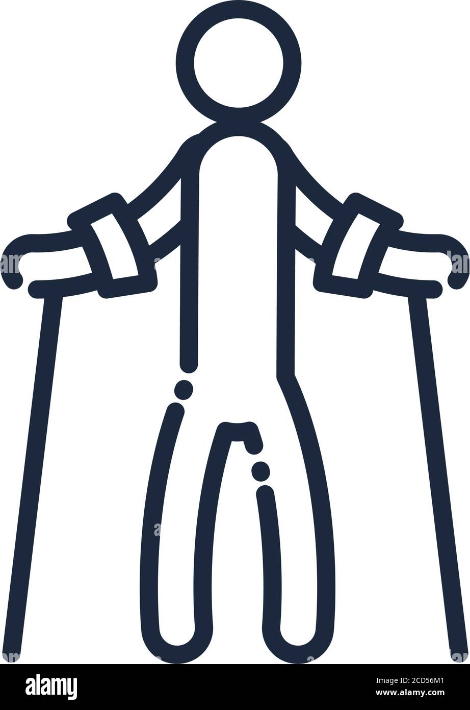 man with crutches line and fill style icon of Handicapped disability ...