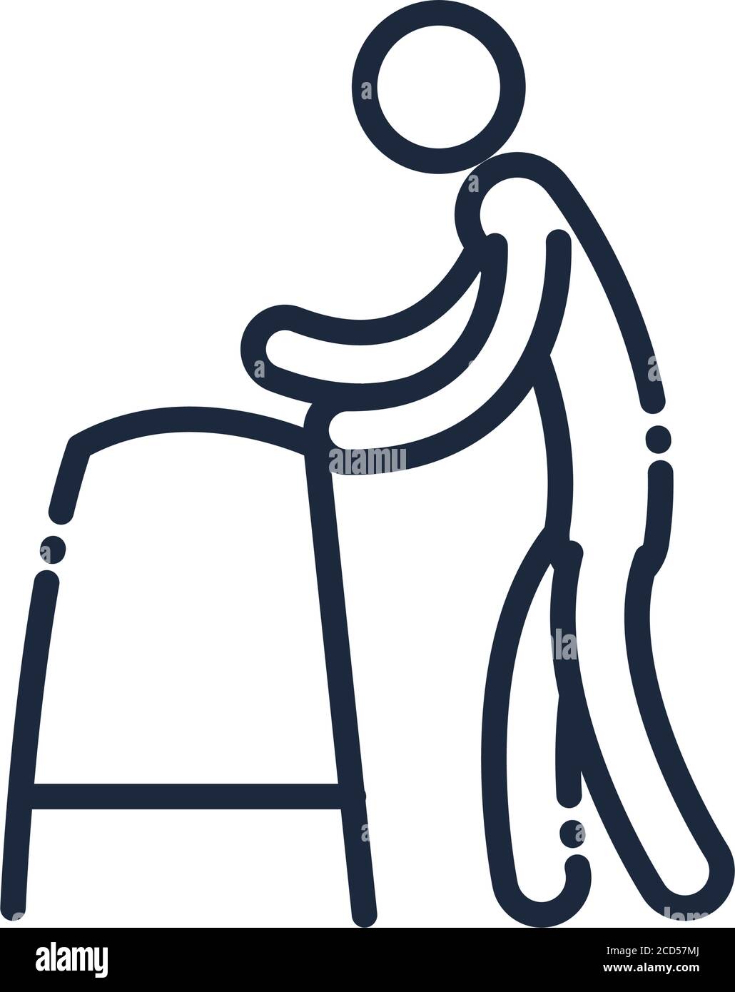 man with walker line and fill style icon of Handicapped disability and ...