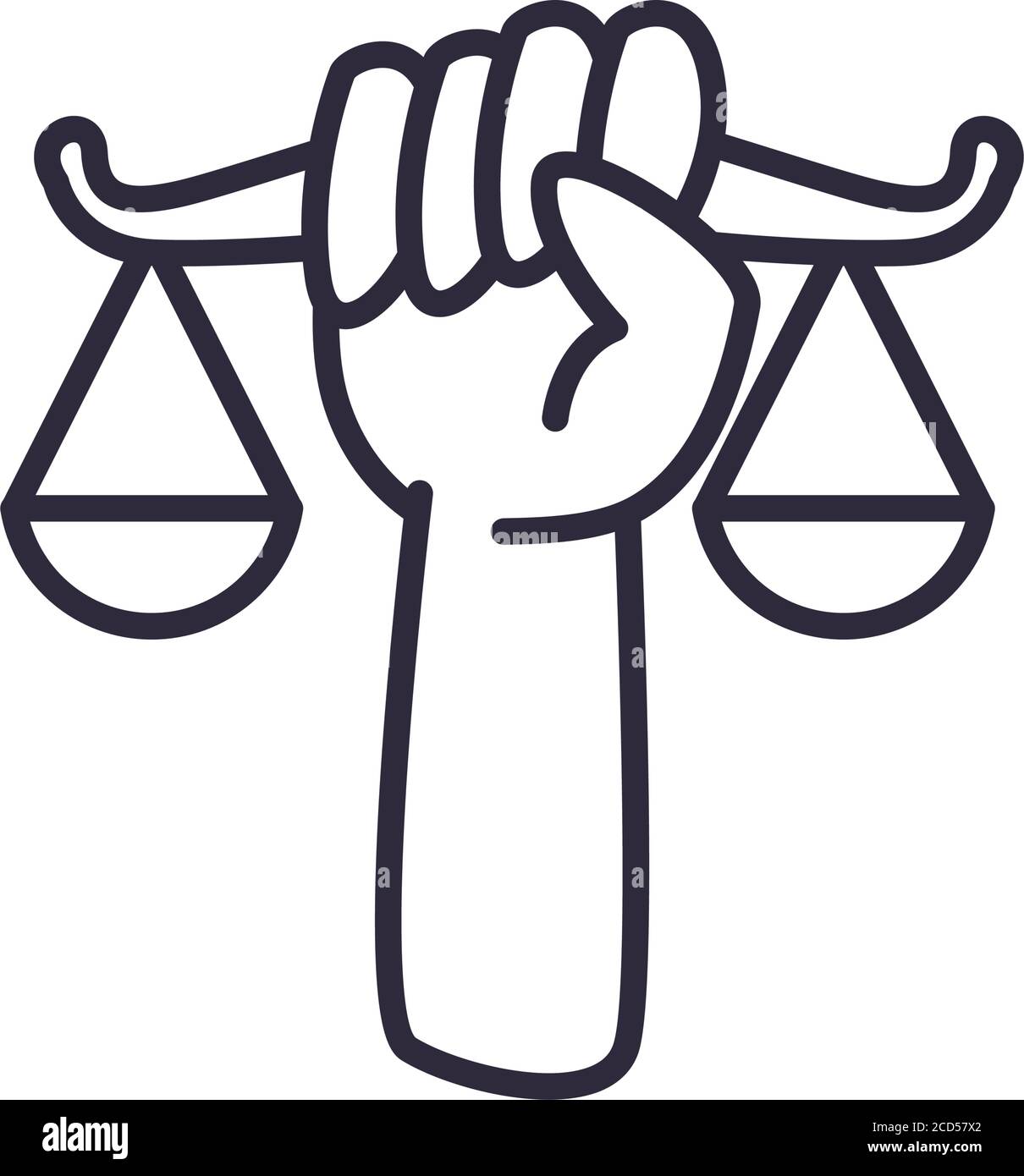 hand holding balance scale line style icon design, Law justice legal ...