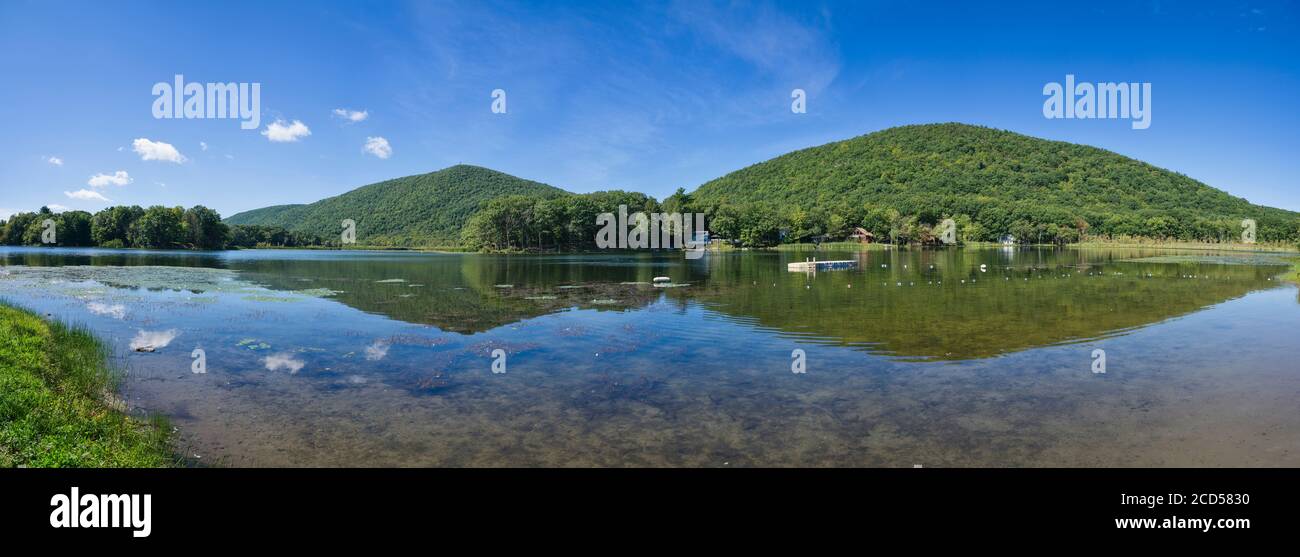 Landscape with view of Stissing Lake, Pine Plains, New York State, USA Stock Photo