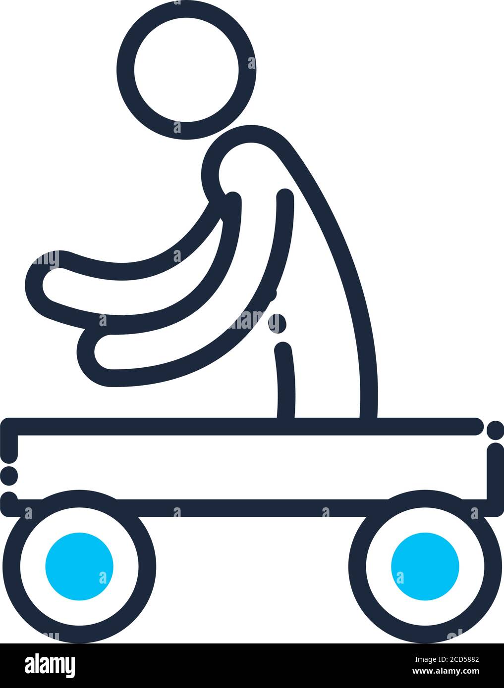 man on wheelbarrow line and fill style icon of Handicapped disability ...
