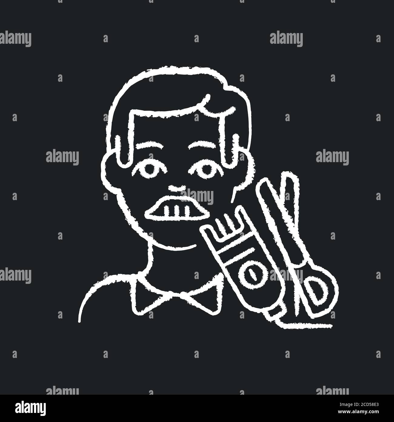 Mens hair cut chalk white icon on black background Stock Vector Image & Art  - Alamy