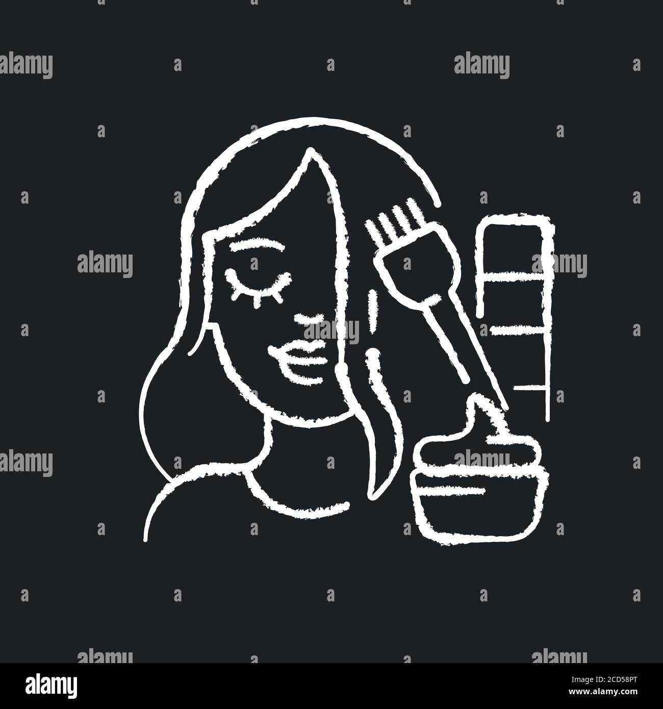 Hair colouring chalk white icon on black background Stock Vector Image &  Art - Alamy
