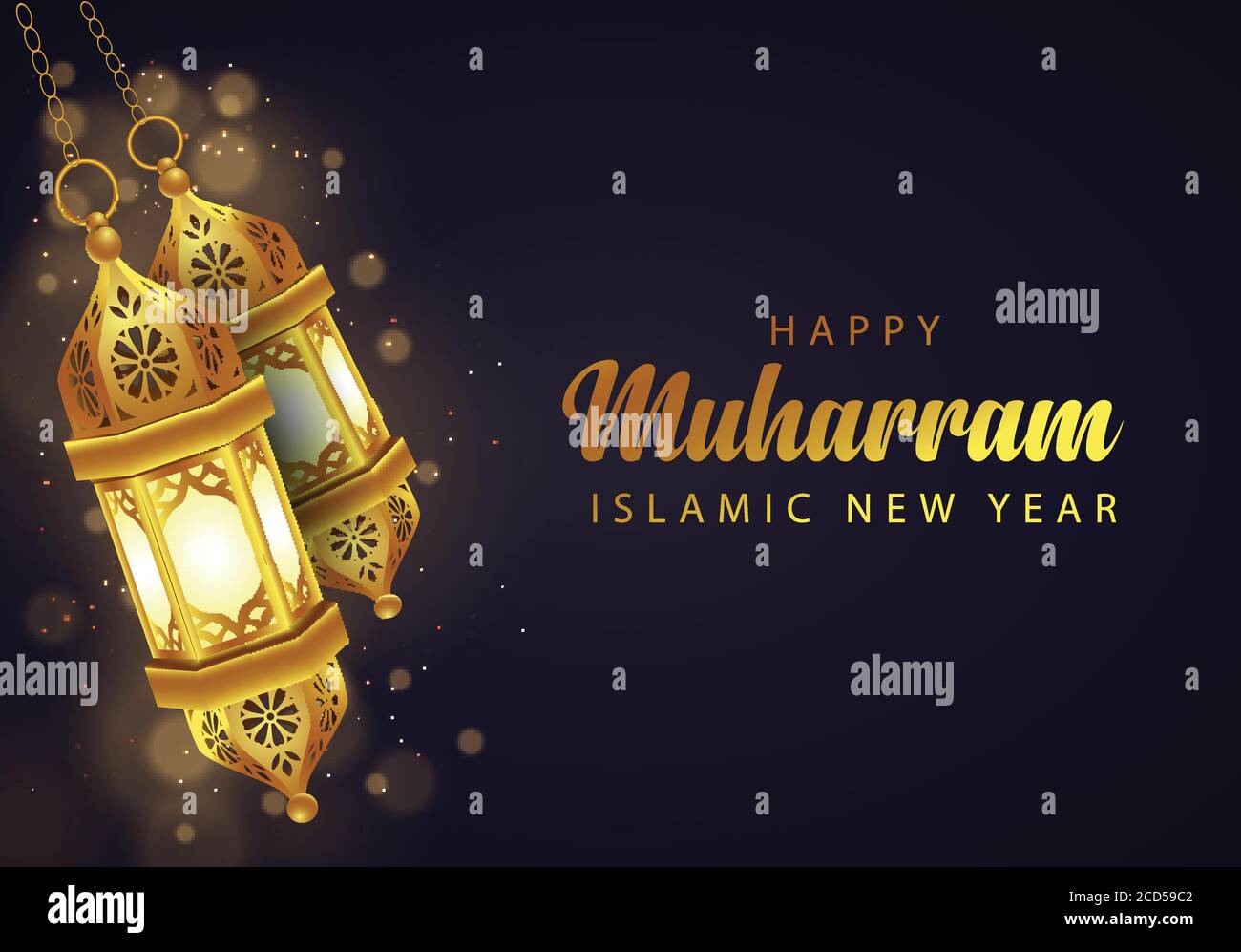 Happy Muharram Islamic New Hijri Year Black Background Stock Vector Image Art Alamy