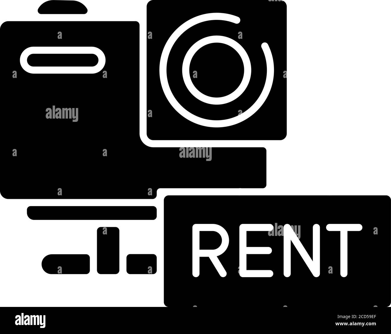 Action camera rental black glyph icon Stock Vector