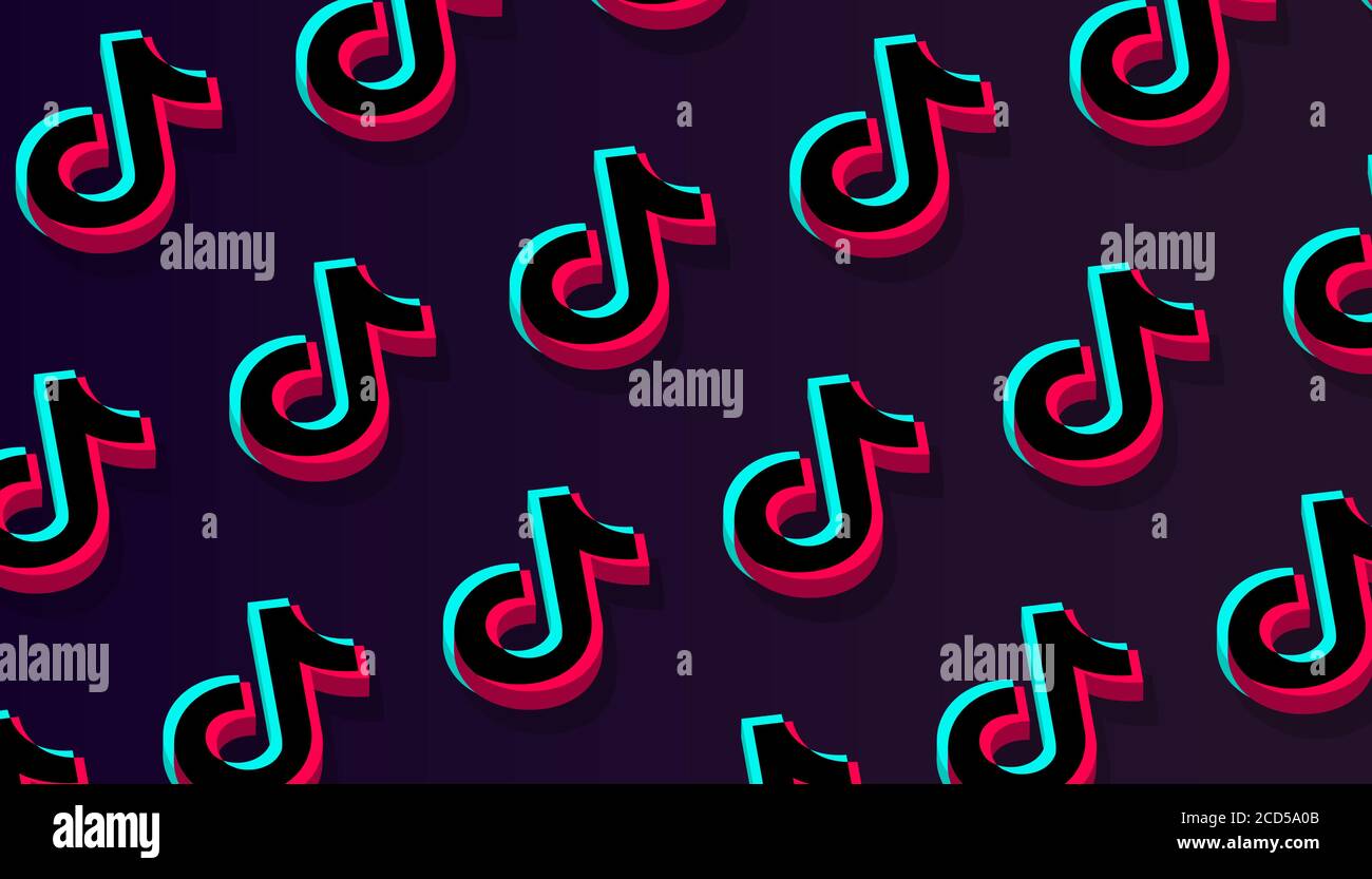 Techtok Pattern Tiktok social network pattern background. Odessa, Ukraine - August 26 ...
