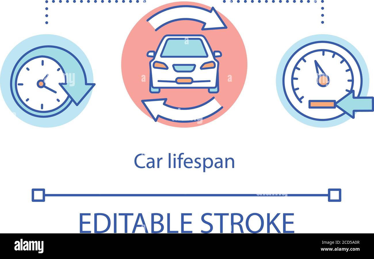 Car lifespan concept icon Stock Vector
