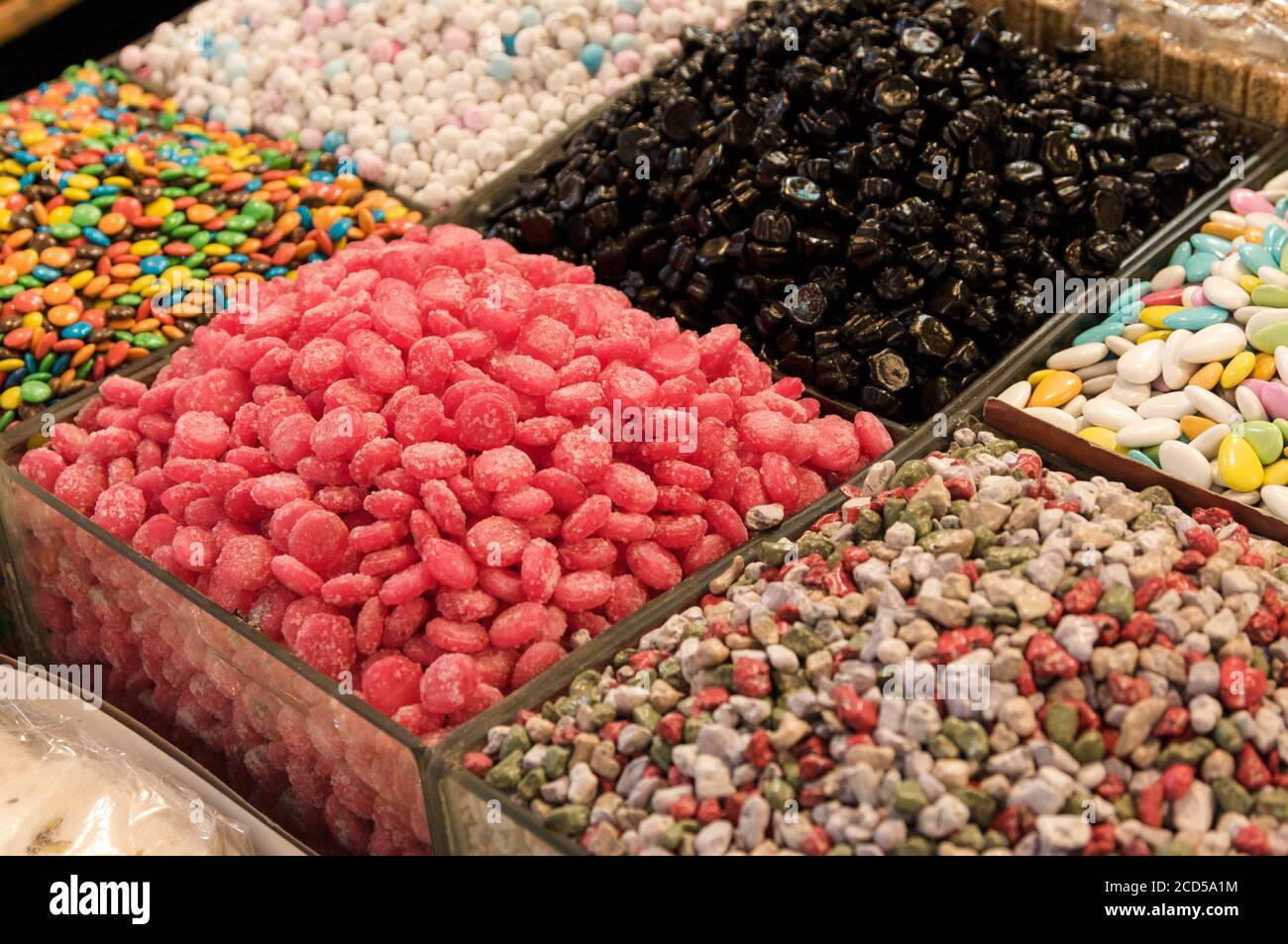 The Al-Hamidiyah Souq, Damascus Syria 04/12/2009 multicoloured sweets the market Stock Photo